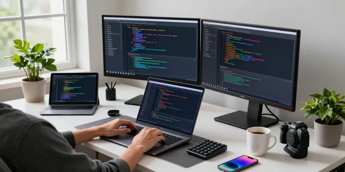 Developer's workspace showcasing code and chat applications in a modern environment, highlighting 纸飞机中文版 technology.