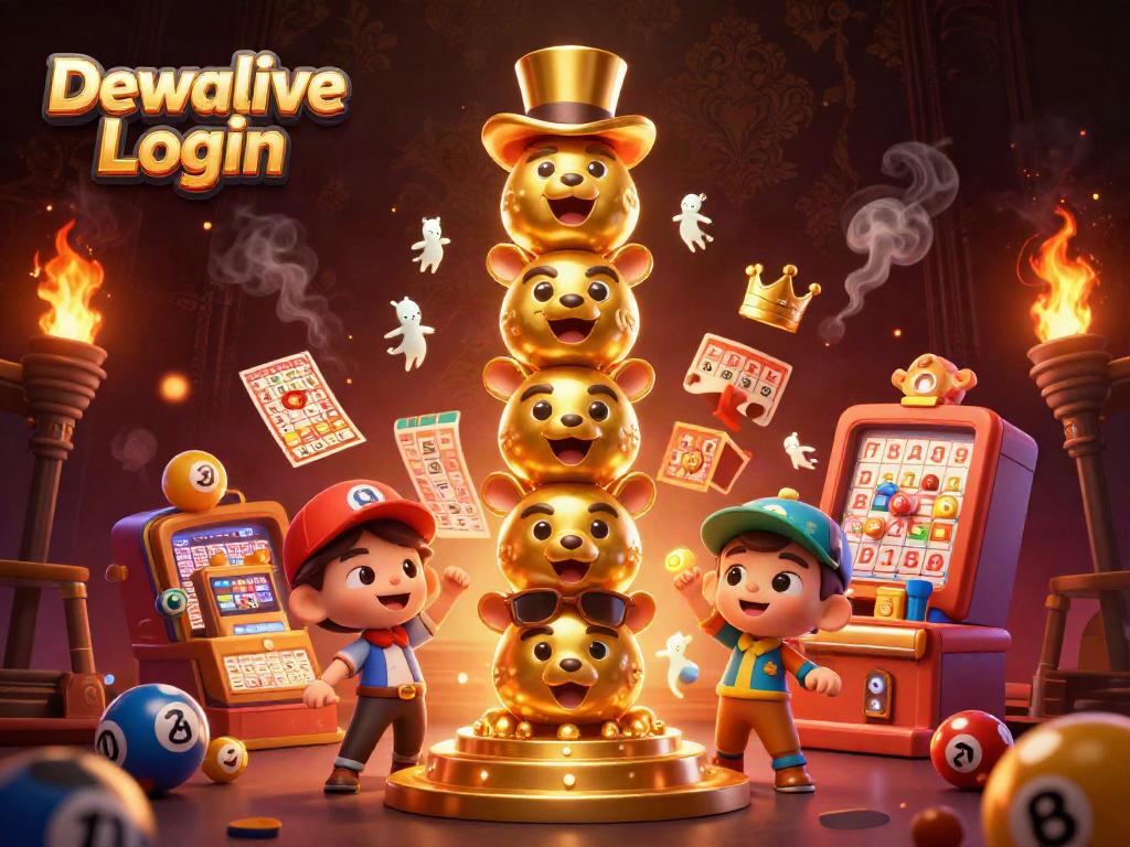 Experience the excitement of lottery gaming with Dewalive Login, featuring colorful numbered balls and dynamic casino elements.