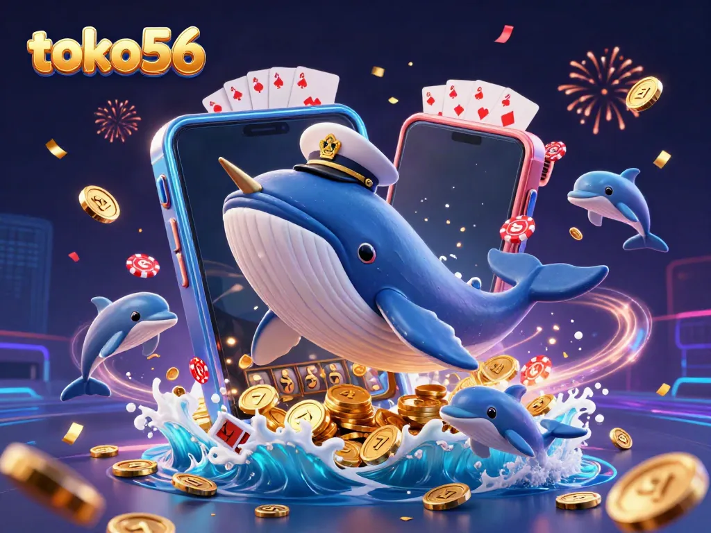 Menangkan permainan slot di toko56 dengan simbol keberuntungan dan uang koin yang berkilauan.