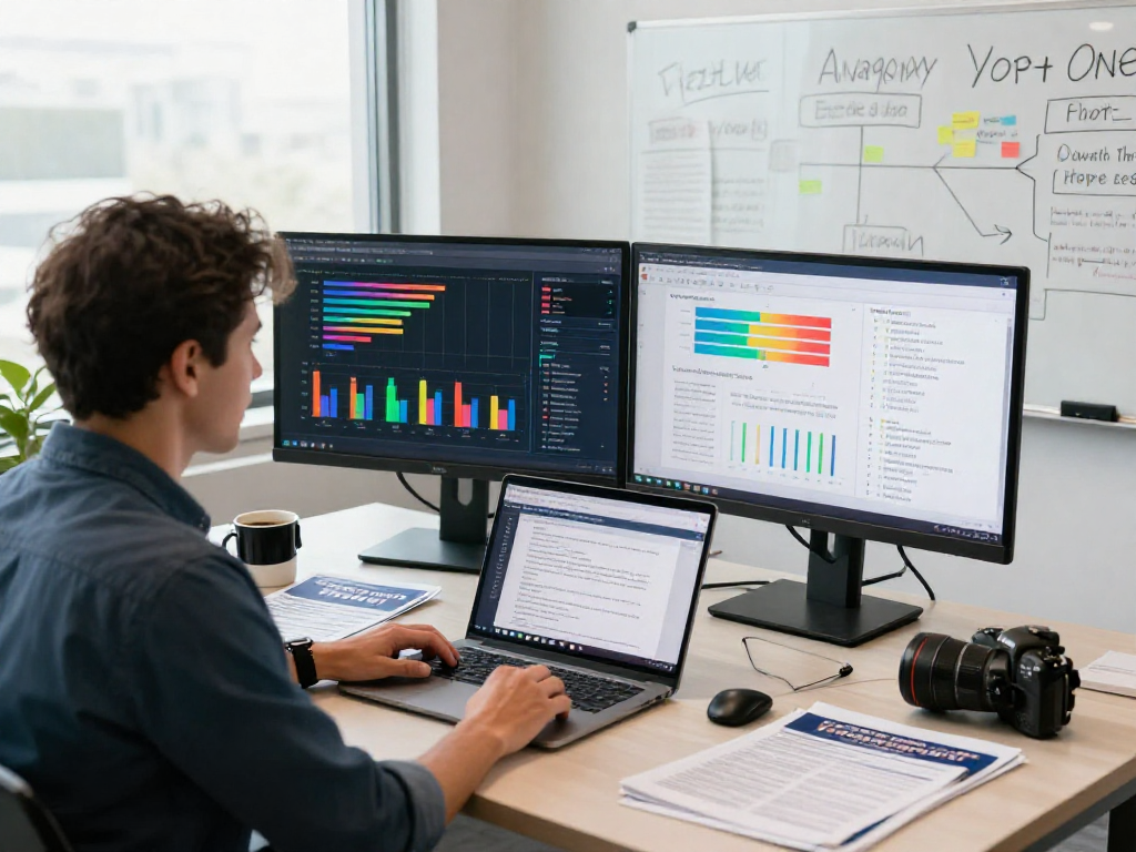 Learn how to buy CTV ads for a campaign while analyzing voter data in a modern office.