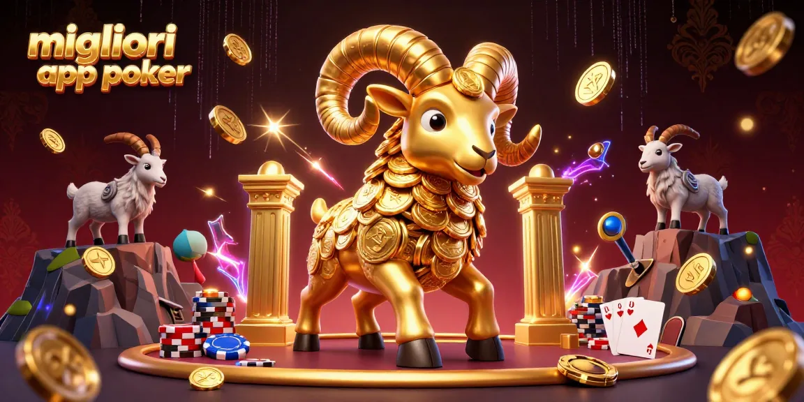 Migliori app poker: gioca a poker con un ram dorato in azione al tavolo da poker, circondato da fiches e carte.