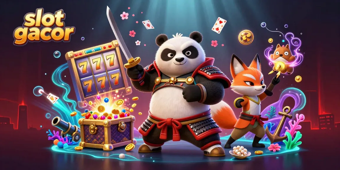 Menghadirkan slot gacor yang menarik di dunia permainan 3D, menggambarkan panda samurai dan rubah ninja.