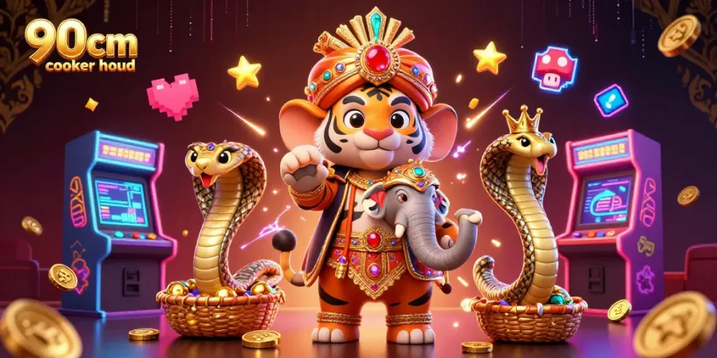 Engage with the 90cm cooker hood's vibrant casino scene featuring a maharaja and treasures.