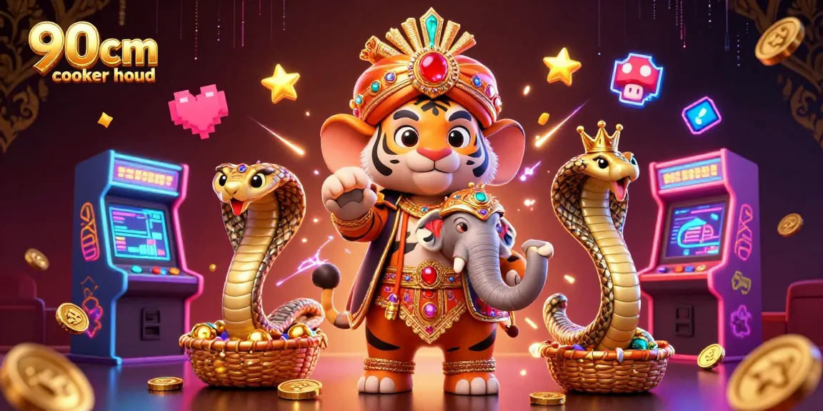 Engage with the 90cm cooker hood's vibrant casino scene featuring a maharaja and treasures.