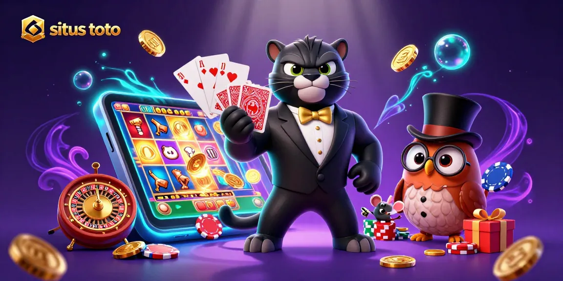 Experience the thrill of situs toto with charming casino characters, slot games, and joyful energy.
