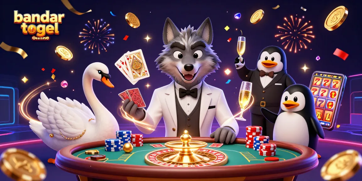 Engage in bandar togel online excitement with a lively 3D scene featuring iconic gambling characters.