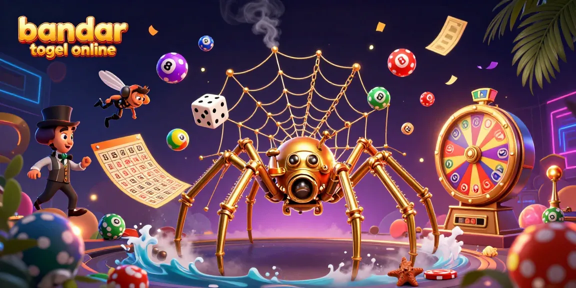 Catch lucky prizes at bandar togel online with dynamic lottery elements and a whimsical scene.