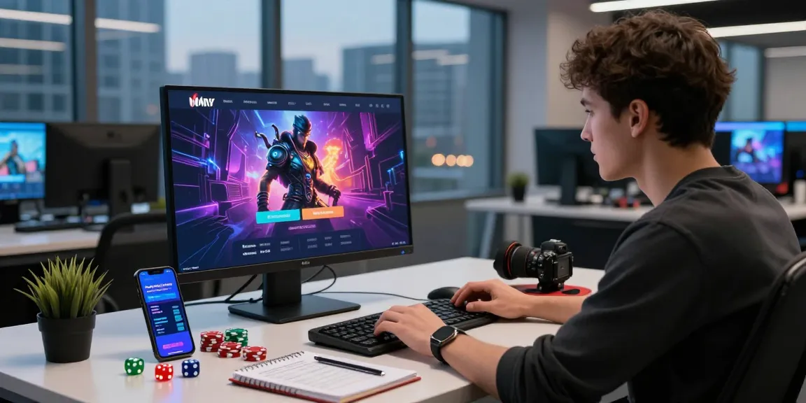 Engaging scene of a gamer using link alternatif hero138 on a sleek computer while exploring online betting options.