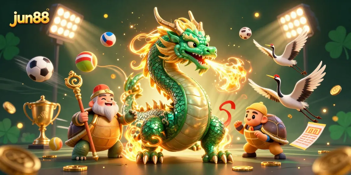 Experience the thrill of winning with jun88 in this vibrant 3D illustration featuring magical characters and dynamic gaming elements.